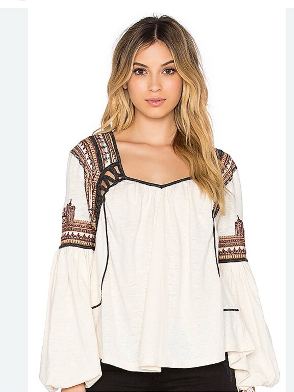Free People Snow Kisses Blouse in Cream, guc sz M 
FREE PEOPLE